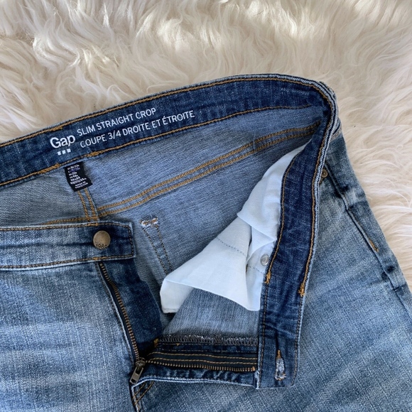 Gap Blue Denim Slim Straight Crop Jeans - Picture 4 of 8